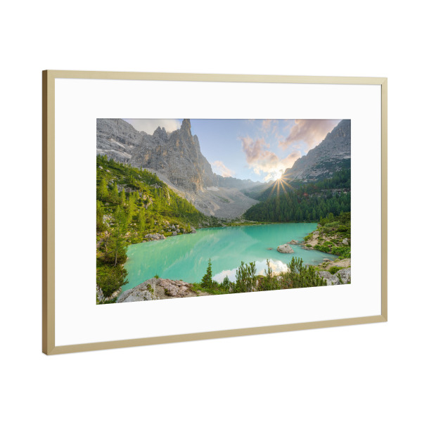 Poster mit Rahmen Gold "Lago di Sorapis in den Dolomiten" artboxONE - Natur,Reise,Reise / Länder