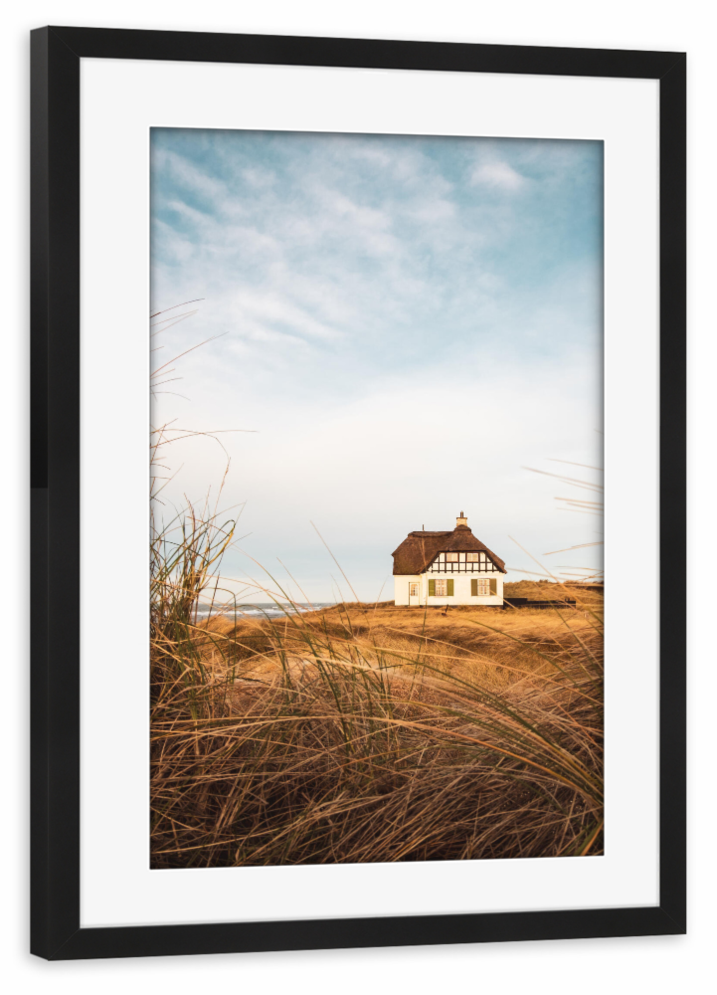 Poster mit Rahmen schwarz "Country House at North Sea" artboxONE - Reise / Strand und Meer
