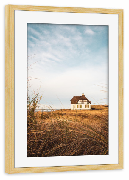 Poster mit Rahmen kiefer "Country House at North Sea" artboxONE - Reise / Strand und Meer