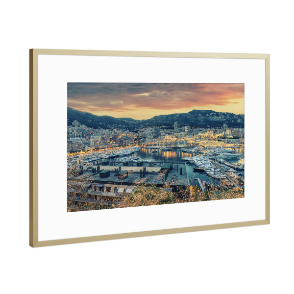 Poster mit Rahmen Gold "Monaco Harbour" artboxONE - Städte,Reise,Architektur,Reise / Länder,Städte / Weitere