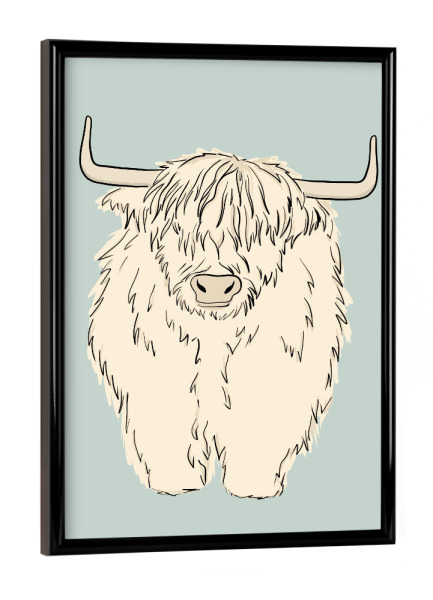 Poster mit schwarzem Rahmen "Blonde Highland Cow" artboxONE - Natur,Tiere,Essen & Trinken
