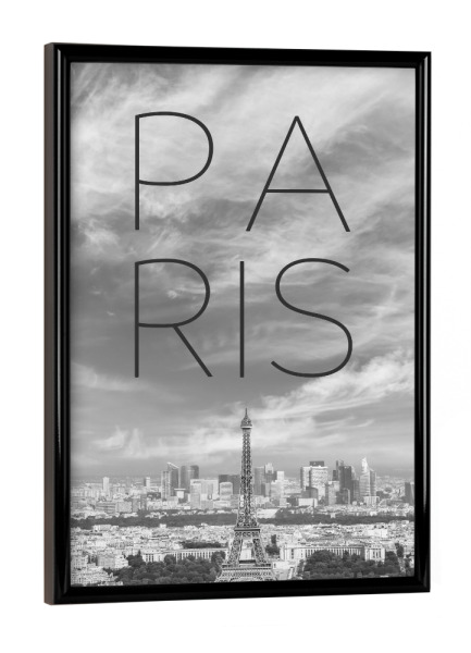 Poster mit schwarzem Rahmen "Fantastische Skyline von Paris" artboxONE - Schwarzweiß,Städte / Paris