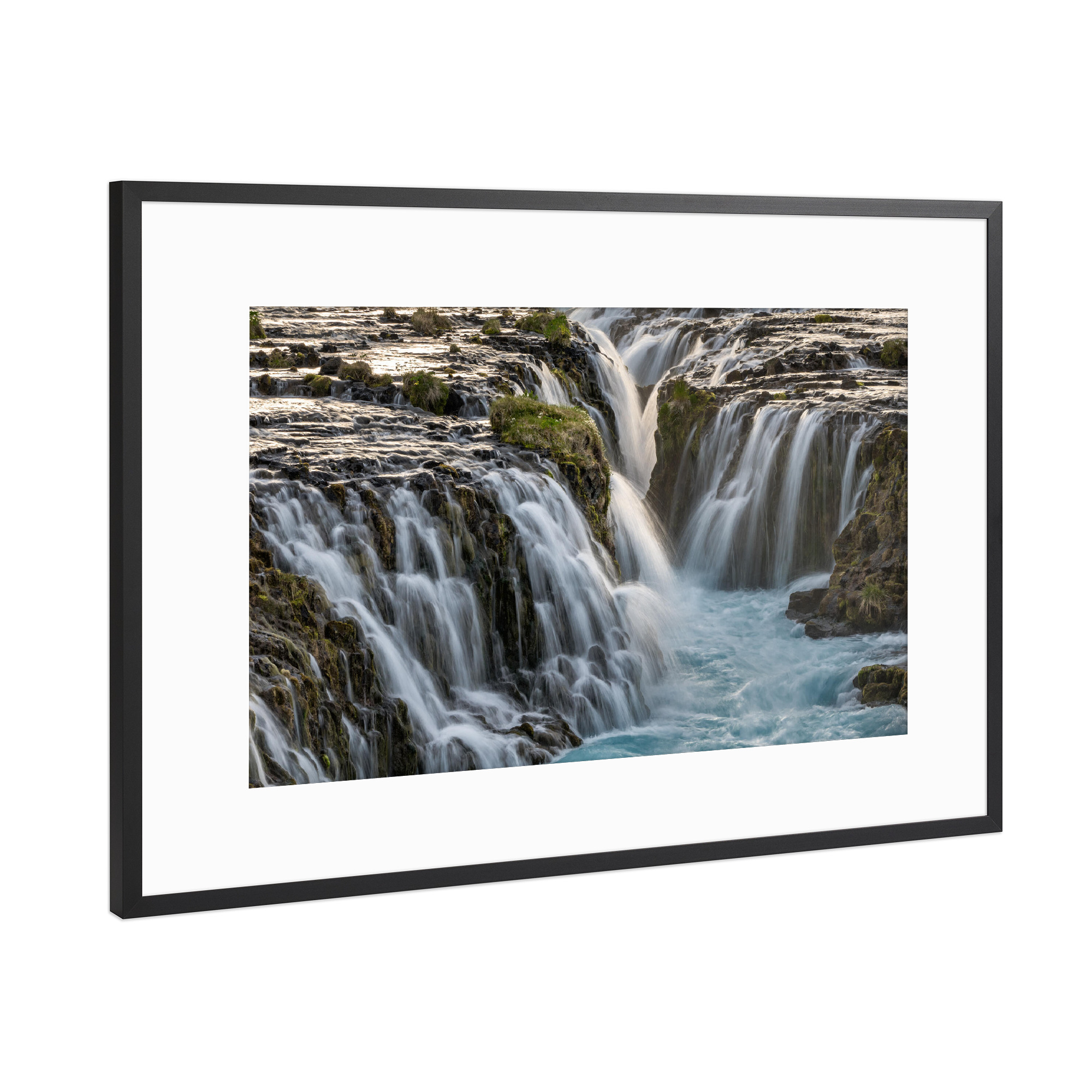 Poster mit Rahmen Schwarz (Metallic) "Island - Bruarfoss" artboxONE - Natur,Reise,Reise / Länder
