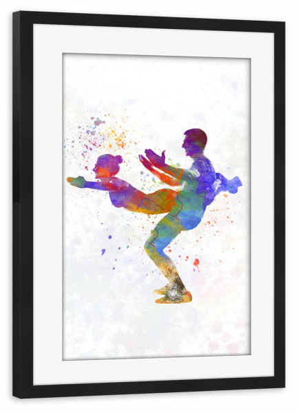 Poster mit Rahmen schwarz "Watercolor fitness-i" artboxONE - Sport - Sport,Sports,Watercolor,Fitness,Gym,Exercise,Athlete,Gymnast,Olympic