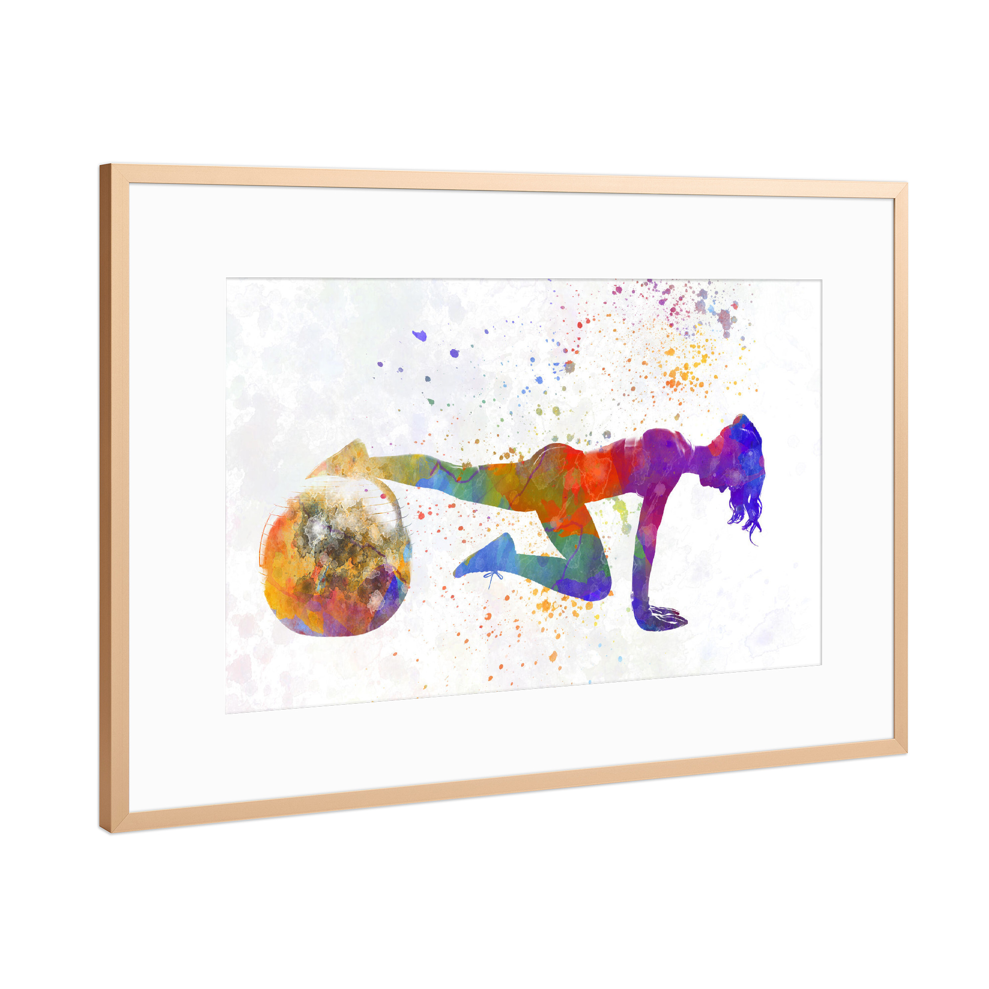 Poster mit Rahmen Kupfer "Watercolor fitness-j" artboxONE - Sport - Sport,Sports,Watercolor,Fitness,Gym,Exercise,Athlete,Gymnast,Olympic