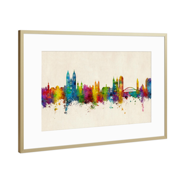 Poster mit Rahmen Gold "Magdeburg Germany Skyline Urban" artboxONE - Städte