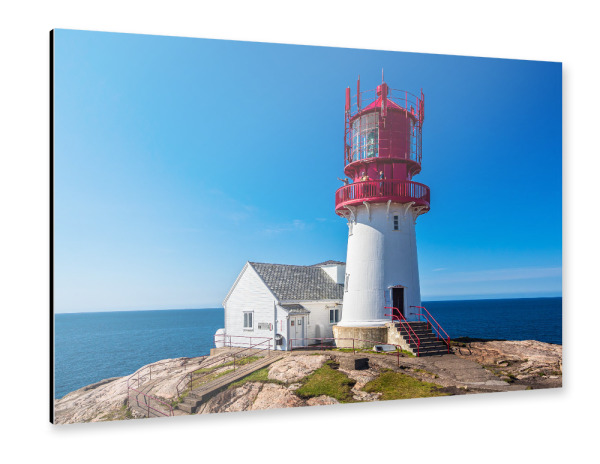 Alu-Dibond "Leuchtturm, Felsen und Meer" 30x20 cm artboxONE