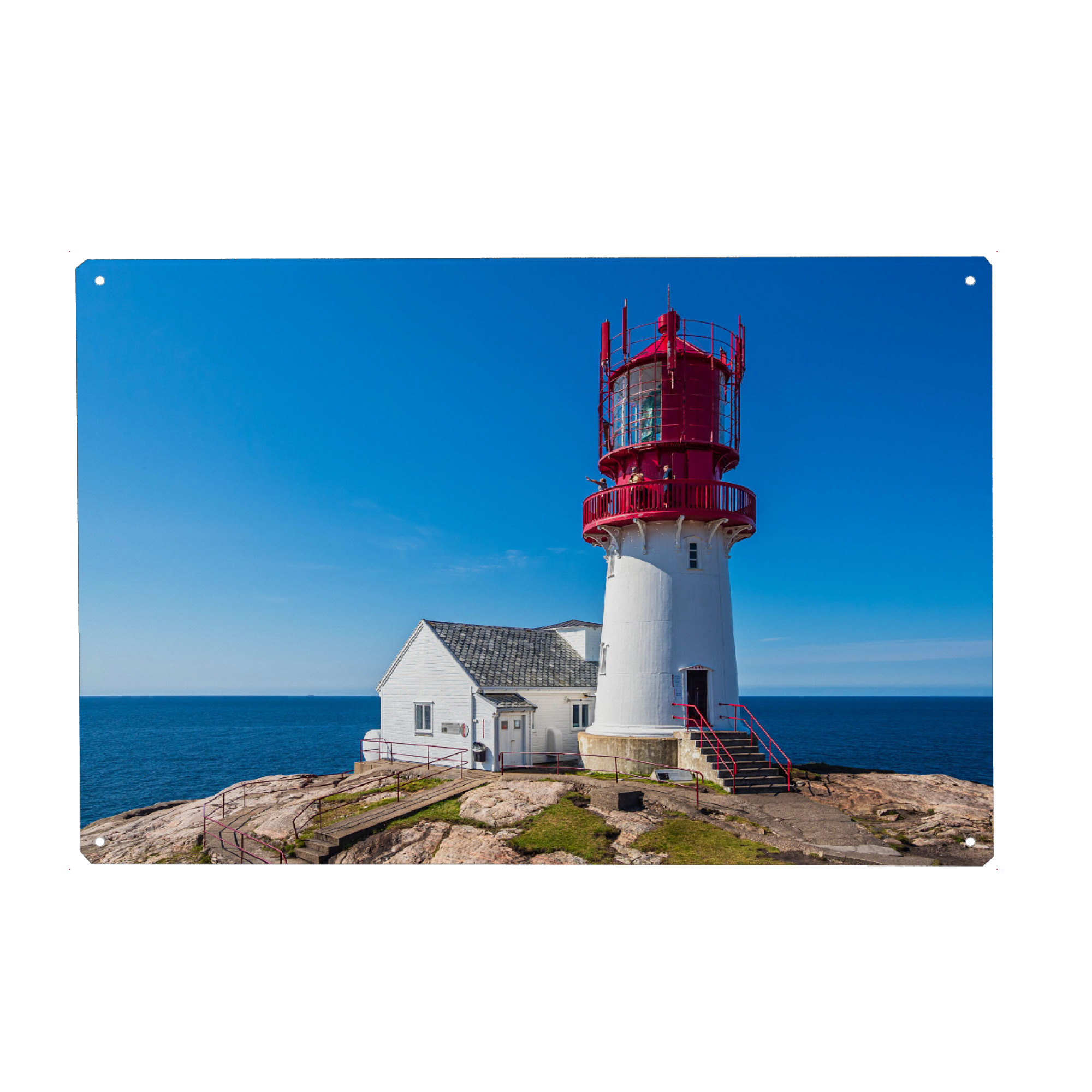 Holzbild "Leuchtturm, Felsen und Meer" artboxONE - Natur,Reise,Architektur,Reise / Strand und Meer,Reise / Länder