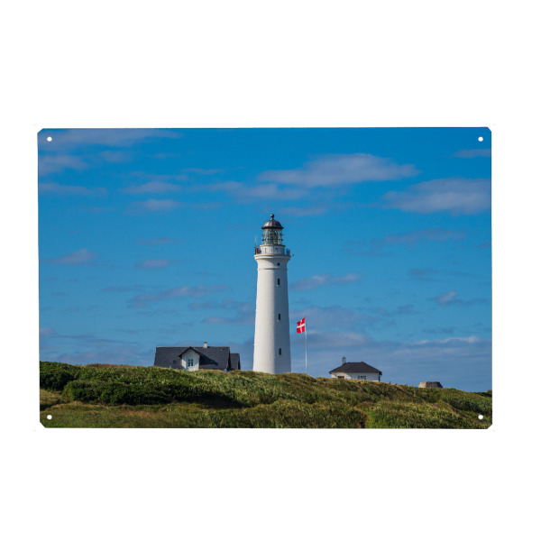 Holzbild "Hirtshals Fyr und Dannebrog" artboxONE - Natur,Reise,Architektur