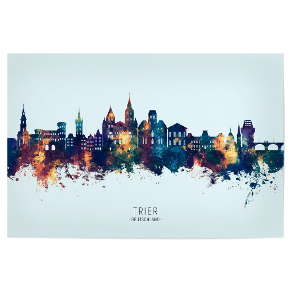 Poster "Trier Germany Skyline BlueOrange" artboxONE - Städte