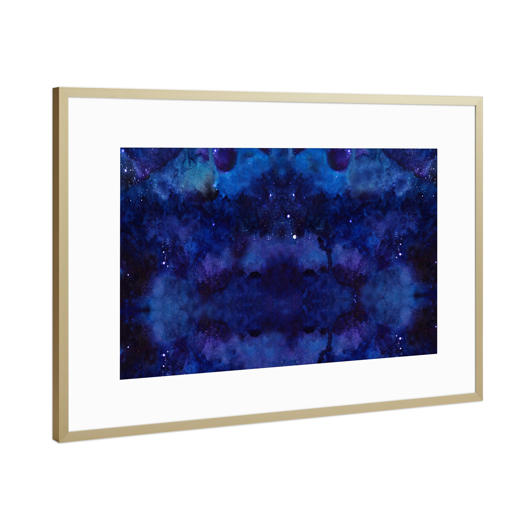Poster mit Rahmen Gold "Blaues Universum" artboxONE - Abstrakt,Unterwasser,Galaxy