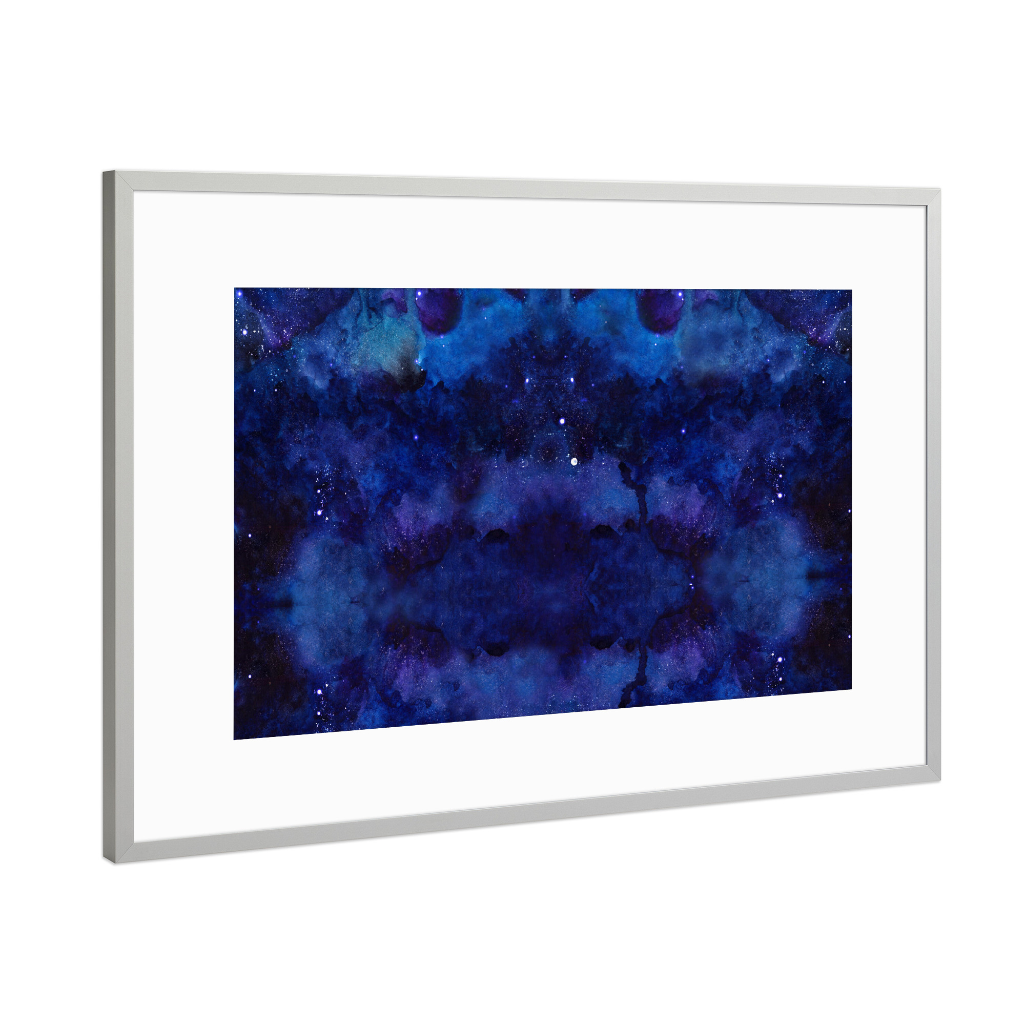 Poster mit Rahmen Silber "Blaues Universum" artboxONE - Abstrakt,Unterwasser,Galaxy