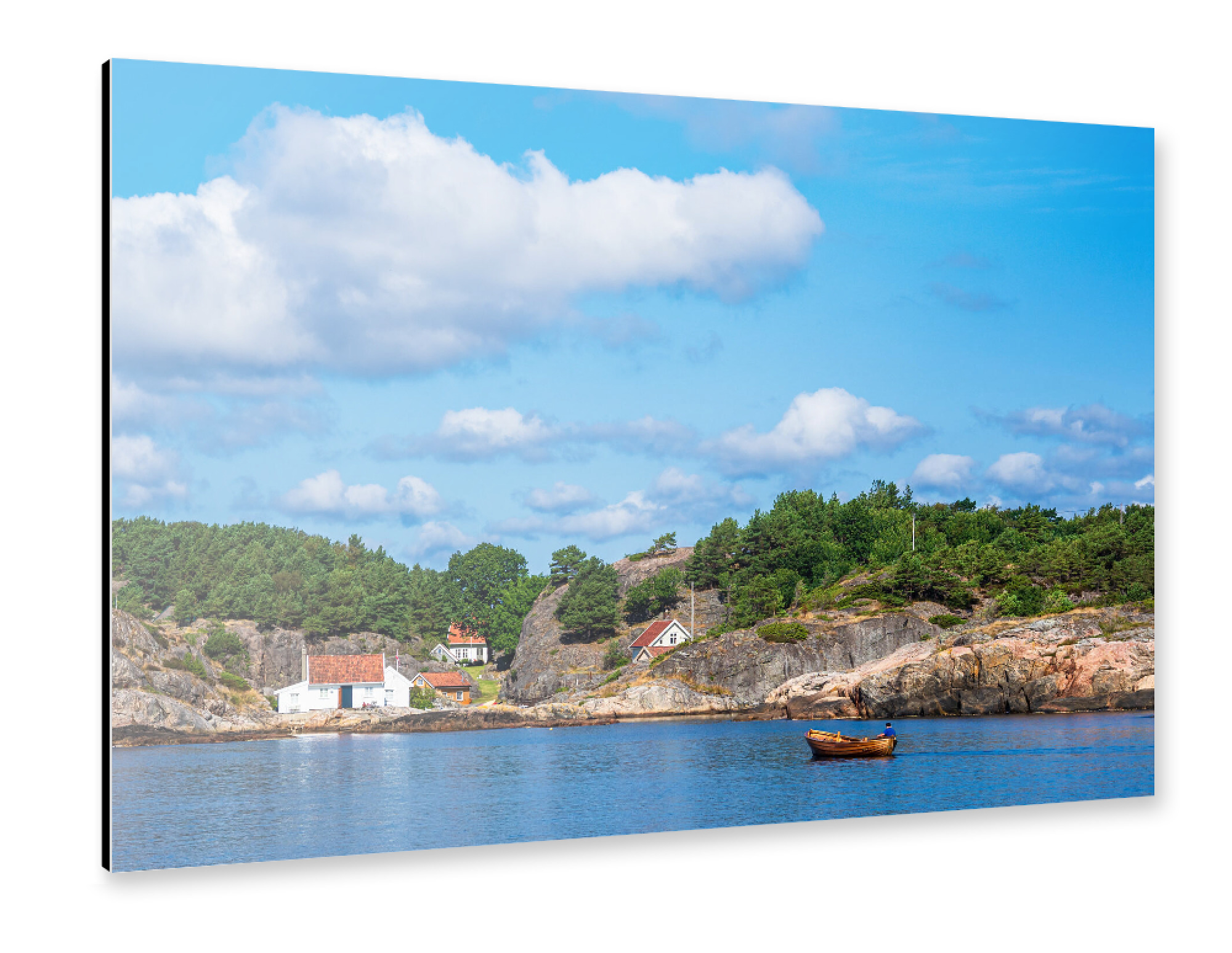 Alu-Dibond "Boot vor Monsøya in Norwegen" 30x20 cm artboxONE