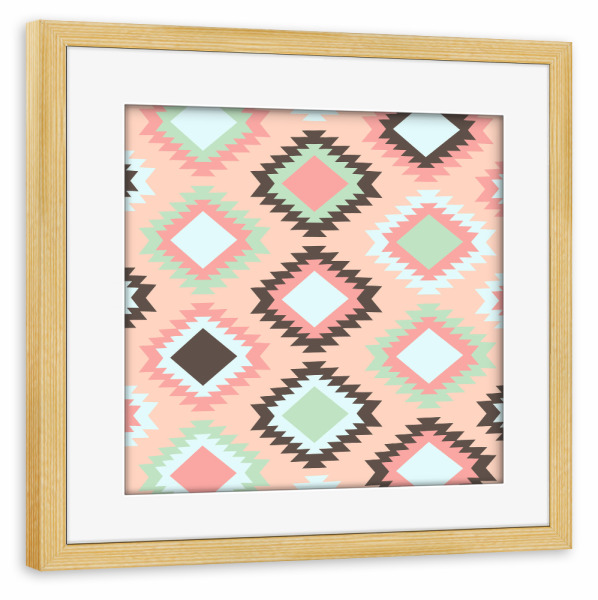 Poster mit Rahmen kiefer "Boho Muster Rosa" artboxONE - Reise,Abstrakt,Geometrie