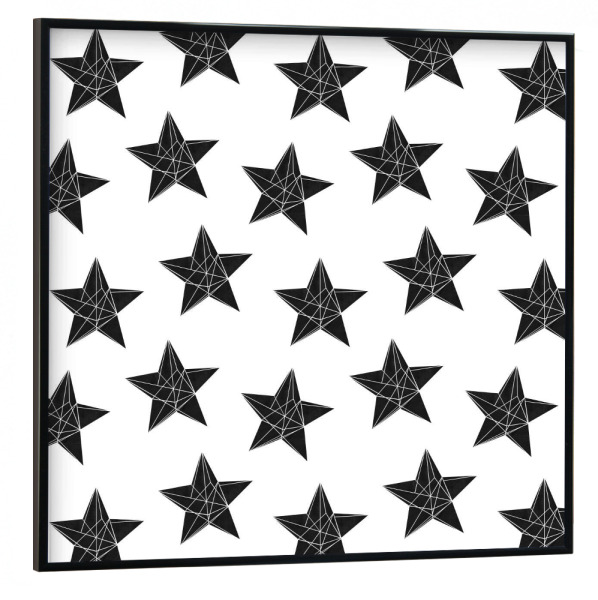 Poster mit schwarzem Rahmen 30x30 cm "Geometrische Sterne - Schwarz" artboxONE - Natur,Abstrakt,Geometrie,Weihnachten