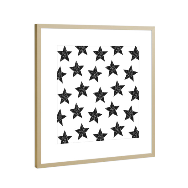 Poster mit Rahmen Gold "Geometrische Sterne - Schwarz" artboxONE - Natur,Abstrakt,Geometrie,Weihnachten