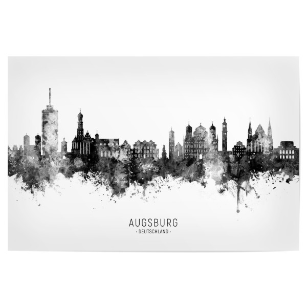 Poster 30x20 cm "Augsburg Germany Skyline BW Text" artboxONE - Städte
