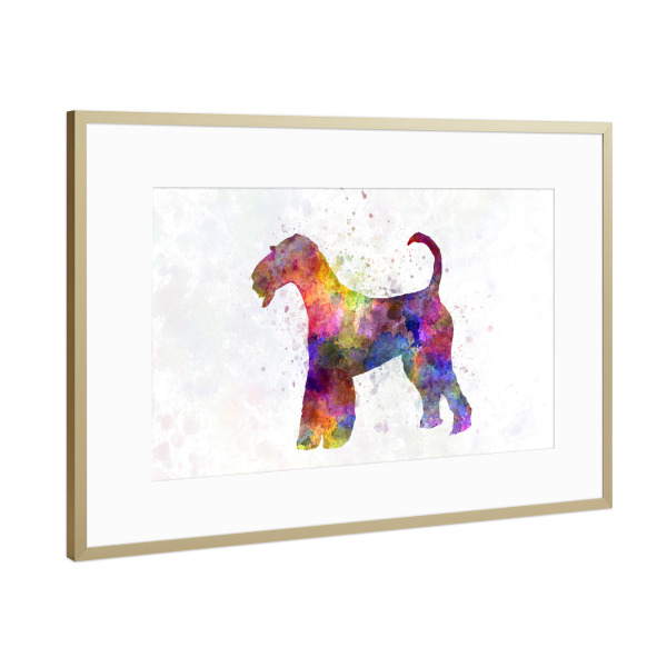 Poster mit Rahmen Gold "Airedale Terrier in watercolor" artboxONE - Tiere