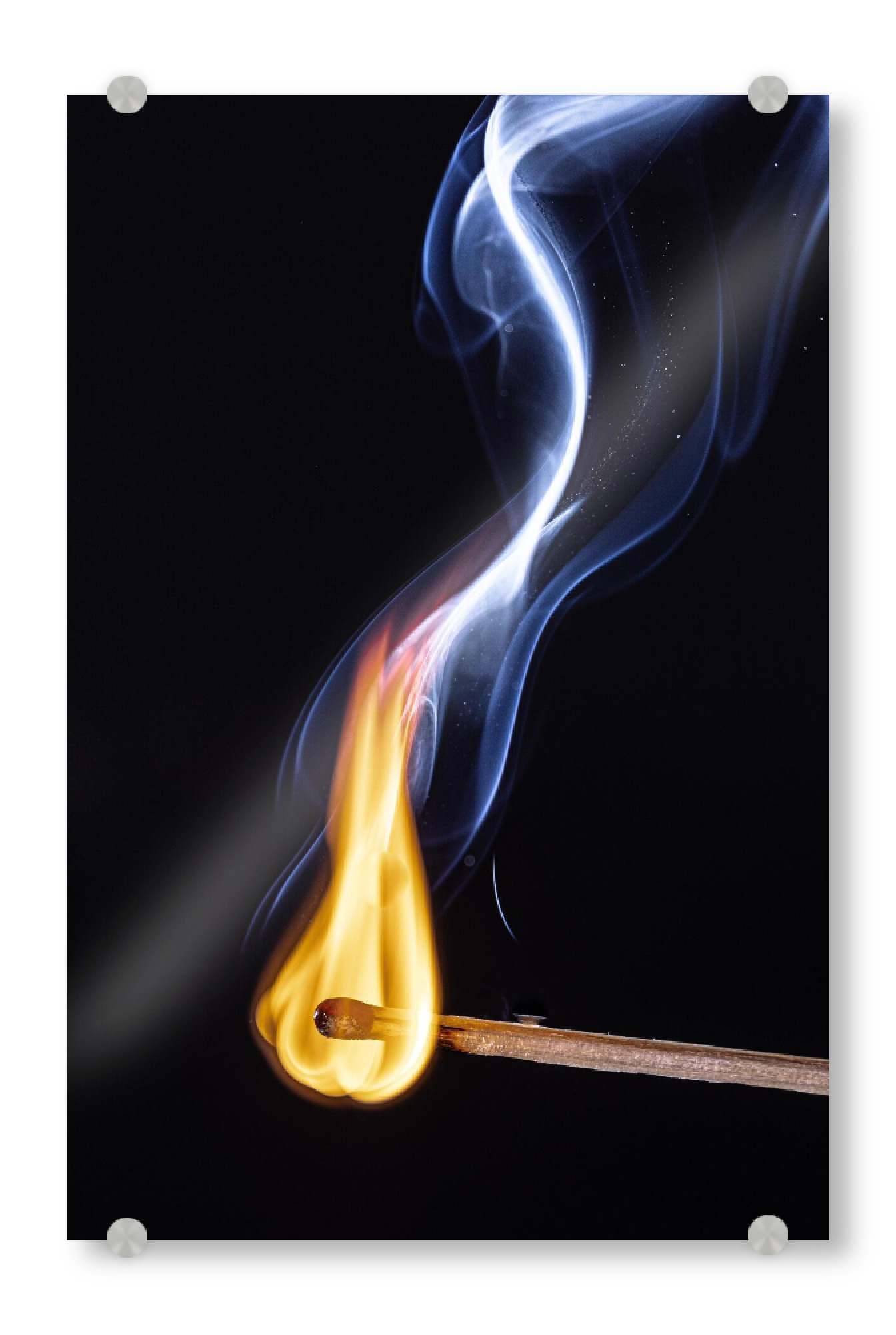Acrylglasbild "Entflammt" artboxONE - Abstrakt - Feuer,Rauch,Flamme,Streichholz,Makro,Makrofotografie,Fire