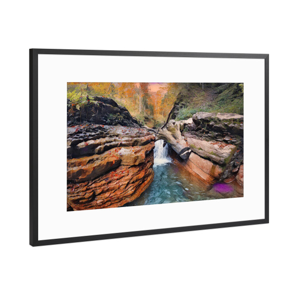 Poster mit Rahmen Schwarz (Metallic) "Das Ende der Schlucht" artboxONE - Natur,Abstrakt