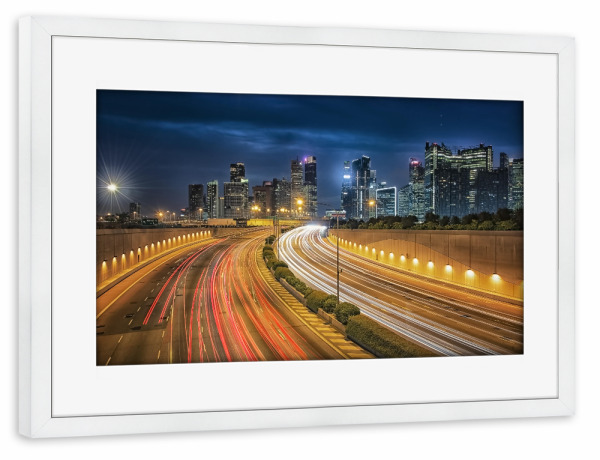 Poster mit Rahmen weiß "The Way To The City" artboxONE - Städte,Reise,Architektur,Reise / Asien,Städte / Singapur