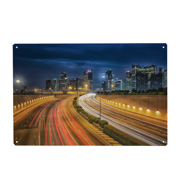 Holzbild "The Way To The City" artboxONE - Städte,Reise,Architektur,Reise / Asien,Städte / Singapur