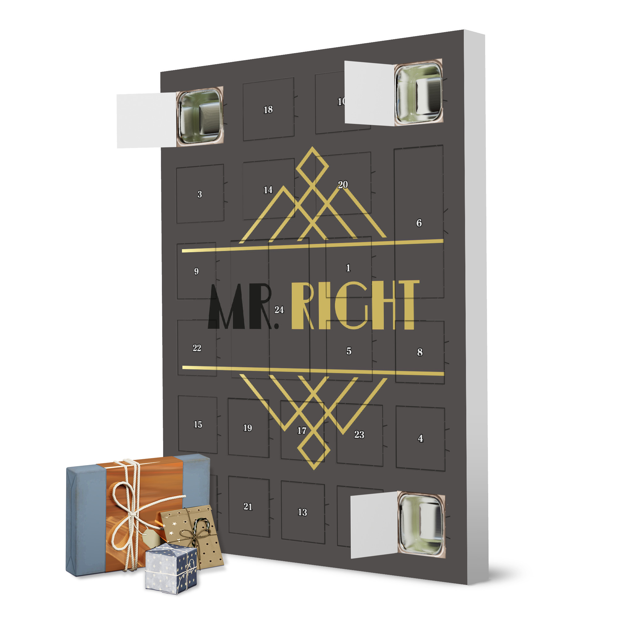 Adventskalender zum Selbstbefüllen MR. RIGHT Golden 20s Grey artboxONE Adventskalender Typografie