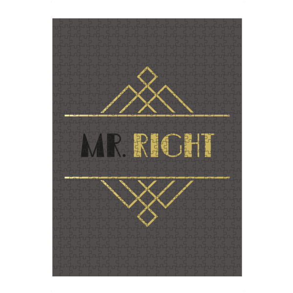 artboxONE Puzzle "MR. RIGHT Golden 20s Grey" artboxONE - Typografie,Menschen,Liebe,Männer,Lustig