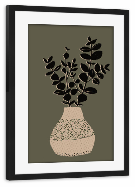 Poster mit Rahmen schwarz "Abstract plant in a vase" artboxONE - Natur,Floral,Abstrakt