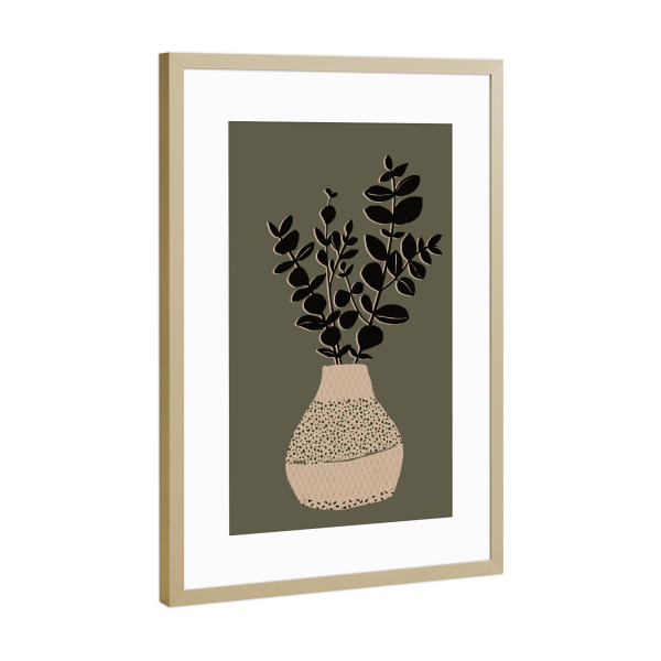 Poster mit Rahmen Gold "Abstract plant in a vase" artboxONE - Natur,Floral,Abstrakt