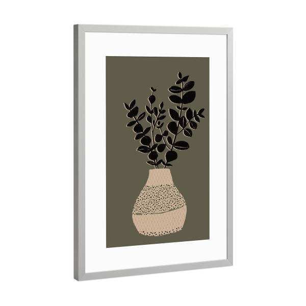 Poster mit Rahmen Silber "Abstract plant in a vase" artboxONE - Natur,Floral,Abstrakt