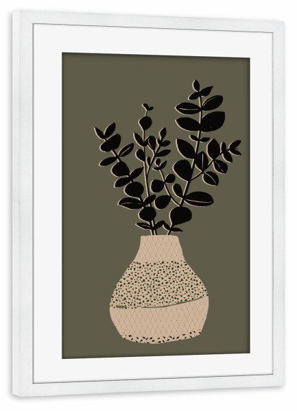 Poster mit Rahmen weiß "Abstract plant in a vase" artboxONE - Natur,Floral,Abstrakt