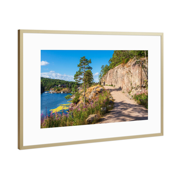 Poster mit Rahmen Gold "Bucht Stølekilen in Norwegen" artboxONE - Natur,Reise,Architektur,Reise / Strand und Meer,Reise / Länder