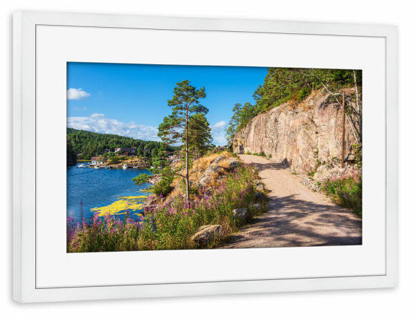 Poster mit Rahmen weiß "Bucht Stølekilen in Norwegen" artboxONE - Natur,Reise,Architektur,Reise / Strand und Meer,Reise / Länder