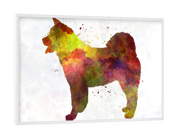 Poster mit weißem Rahmen "American Akita in watercolor" artboxONE - Tiere