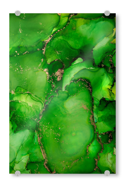 Acrylglasbild "Grüner Apfel" artboxONE - Abstrakt - Malerei,Tinte,Abstrakt,Modern,Hintergrund,Texturen,Textur,Farbe,Isopropanol,Alkoholtinte