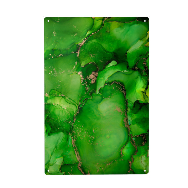 Metall Poster "Grüner Apfel" artboxONE - Abstrakt - Malerei,Tinte,Abstrakt,Modern,Hintergrund,Texturen,Textur,Farbe,Isopropanol,Alkoholtinte
