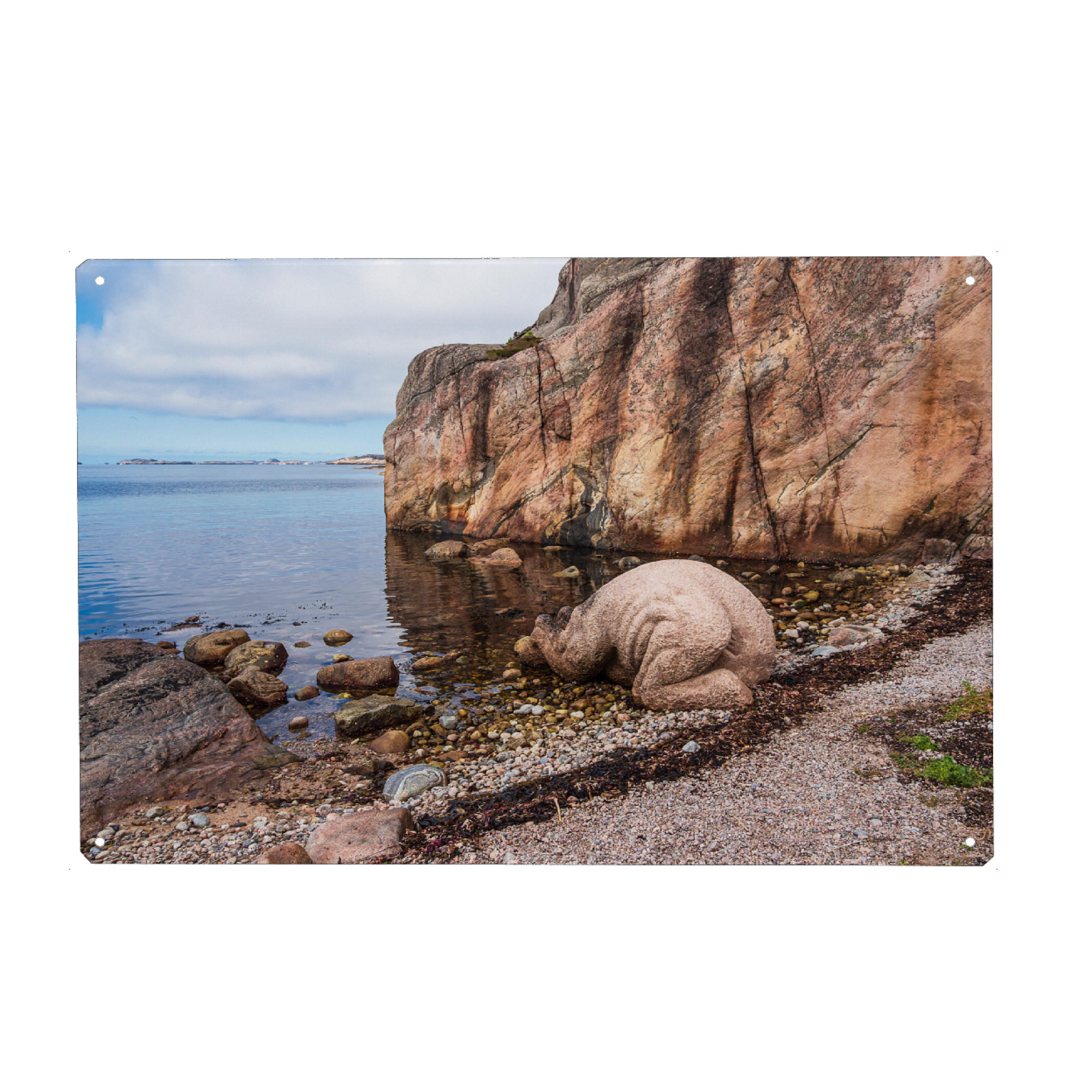 Metall Poster "Felsen auf Kapelløya" artboxONE - Natur,Reise,Reise / Strand und Meer,Reise / Länder