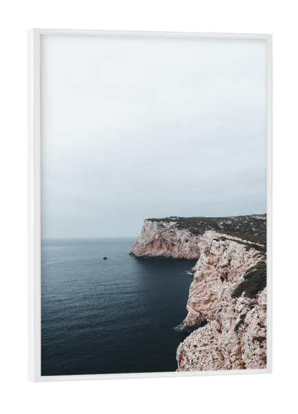 Poster mit weißem Rahmen "Rough Sea" artboxONE - Natur,Reise - Sea,Coast,Moody,Blue,Meer,Seascape,Küste,Natur,Nature,Italien,Italy,Reise,Travel