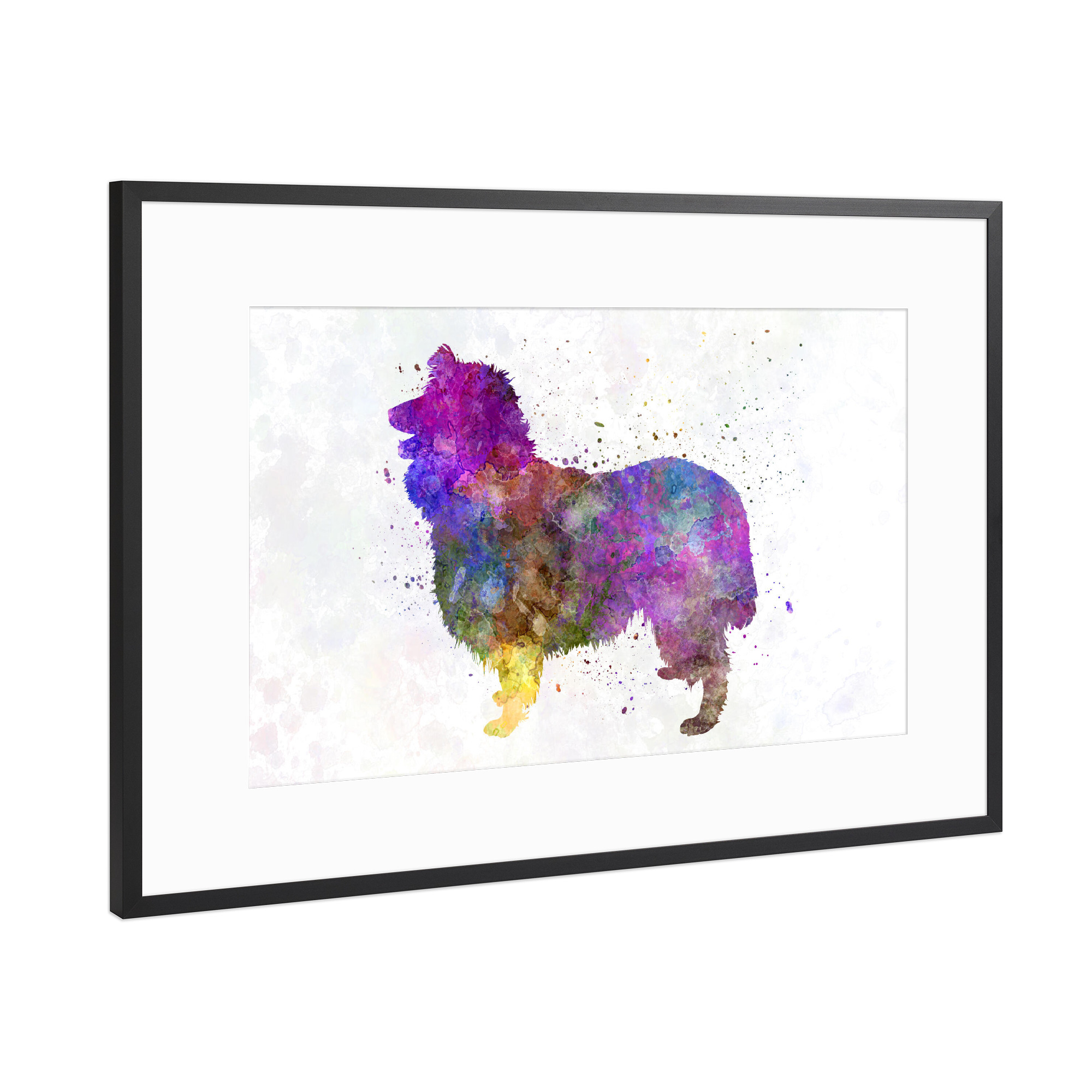 Poster mit Rahmen Schwarz (Metallic) "Collie in watercolor" artboxONE - Tiere,Abstrakt