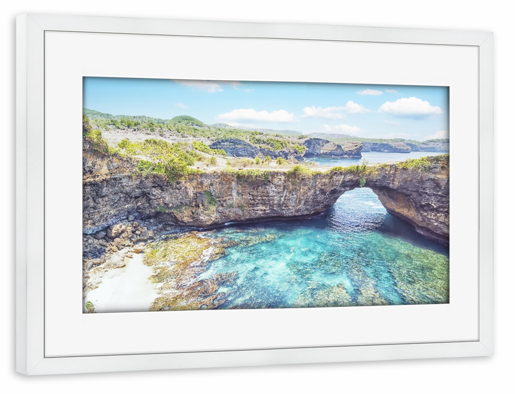 Poster mit Rahmen weiß "Broken Beach" artboxONE - Natur,Reise,Reise / Strand und Meer,Reise / Asien,Reise / Länder