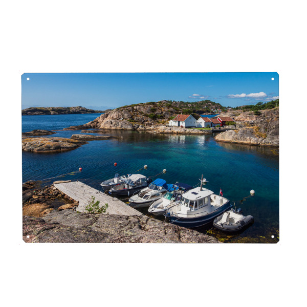 Holzbild "Boote auf Kapelløya" artboxONE - Natur,Reise,Reise / Strand und Meer,Reise / Länder