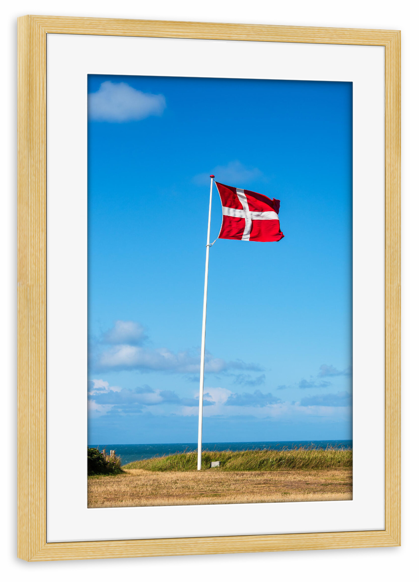 Poster mit Rahmen kiefer "Flagge von Dänemark" artboxONE - Natur,Reise,Architektur,Reise / Strand und Meer,Reise / Länder