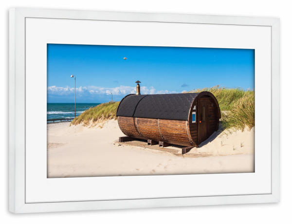 Poster mit Rahmen weiß "Hirtshals Düne und Strand" artboxONE - Natur,Reise,Architektur,Reise / Strand und Meer