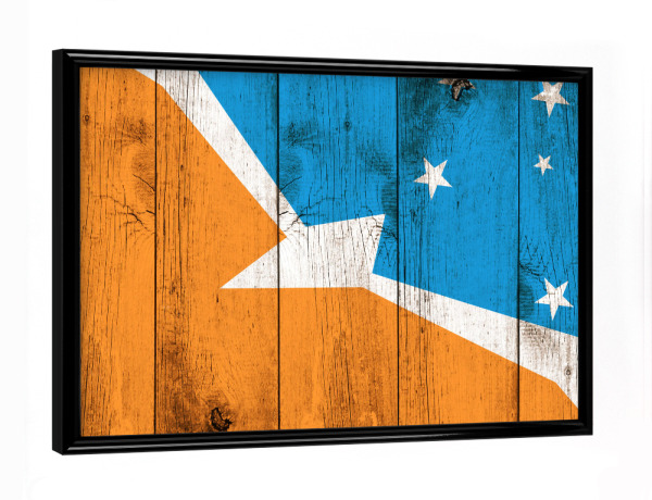 Poster mit schwarzem Rahmen "Feuerland Flagge" artboxONE - Reise - Flagge,Fahne,Grunge,Retro,Feuerland,Provinz,Argentinien,Südamerika,Flag
