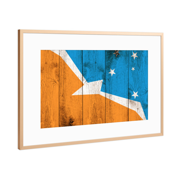 Poster mit Rahmen Kupfer "Feuerland Flagge" artboxONE - Reise - Flagge,Fahne,Grunge,Retro,Feuerland,Provinz,Argentinien,Südamerika,Flag