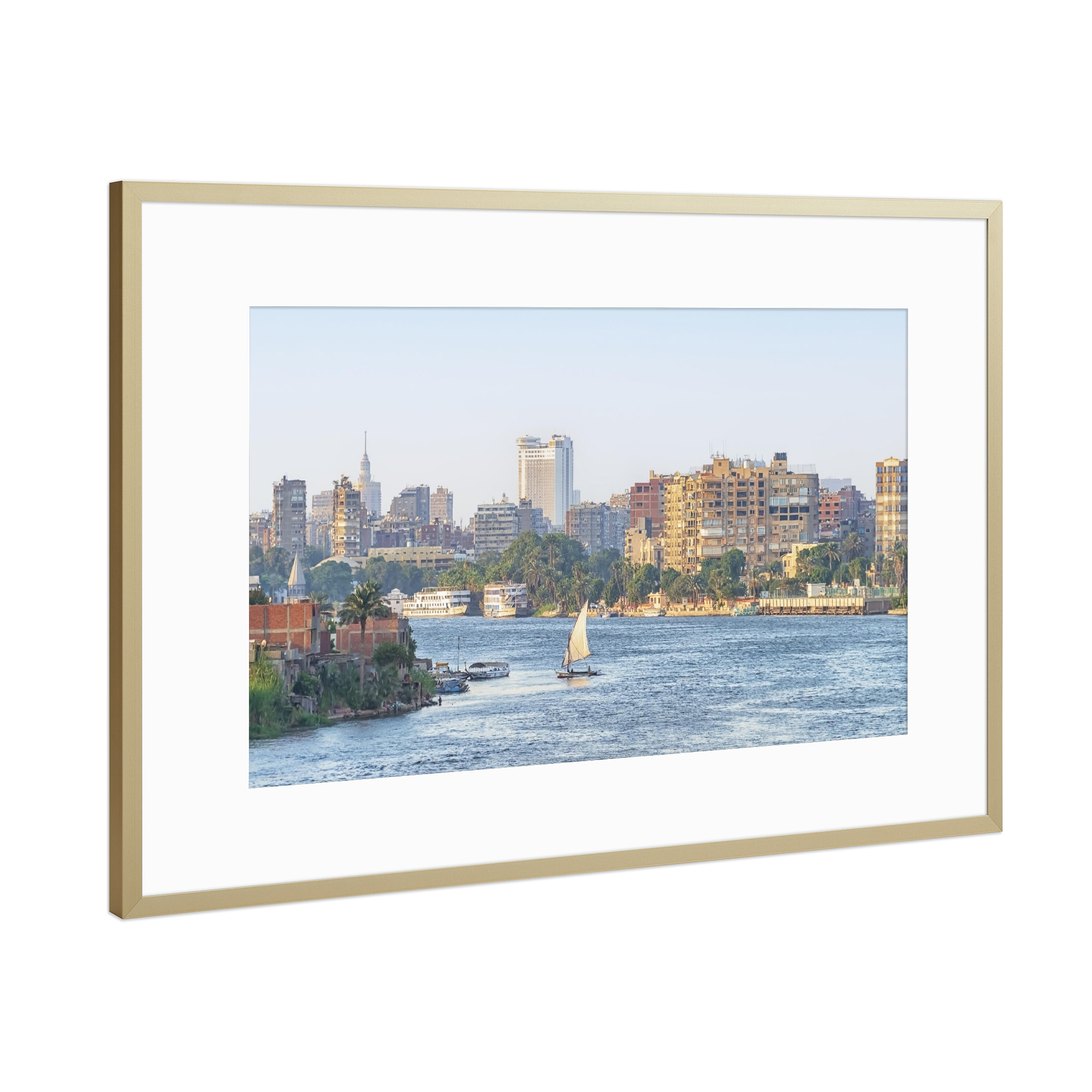 Poster mit Rahmen Gold "Nile River in Cairo" artboxONE - Städte,Reise,Architektur,Reise / Afrika,Reise / Länder