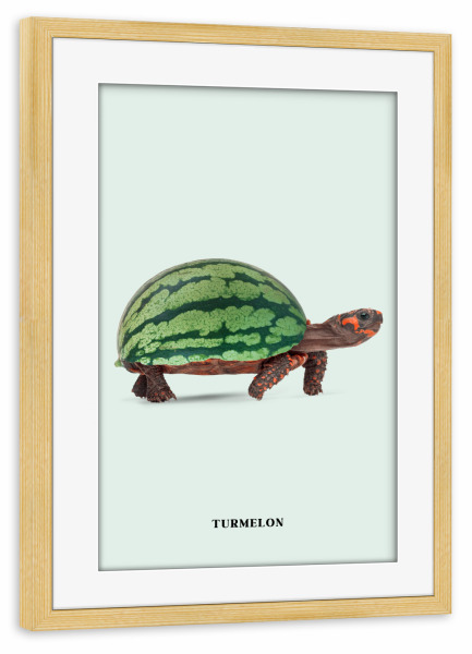 Poster mit Rahmen kiefer "Turmelon" artboxONE - Tiere,Essen & Trinken / Obst & Gemüse,Lustig