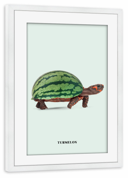 Poster mit Rahmen weiß "Turmelon" artboxONE - Tiere,Essen & Trinken / Obst & Gemüse,Lustig