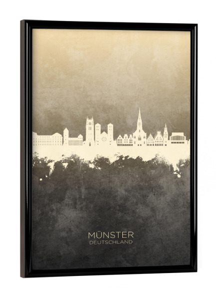 Poster mit schwarzem Rahmen "Münster Germany Skyline Taupe" artboxONE - Städte
